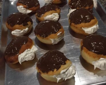 homemade Boston cream donuts.