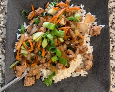 stir-fry with ground pork and vegetables